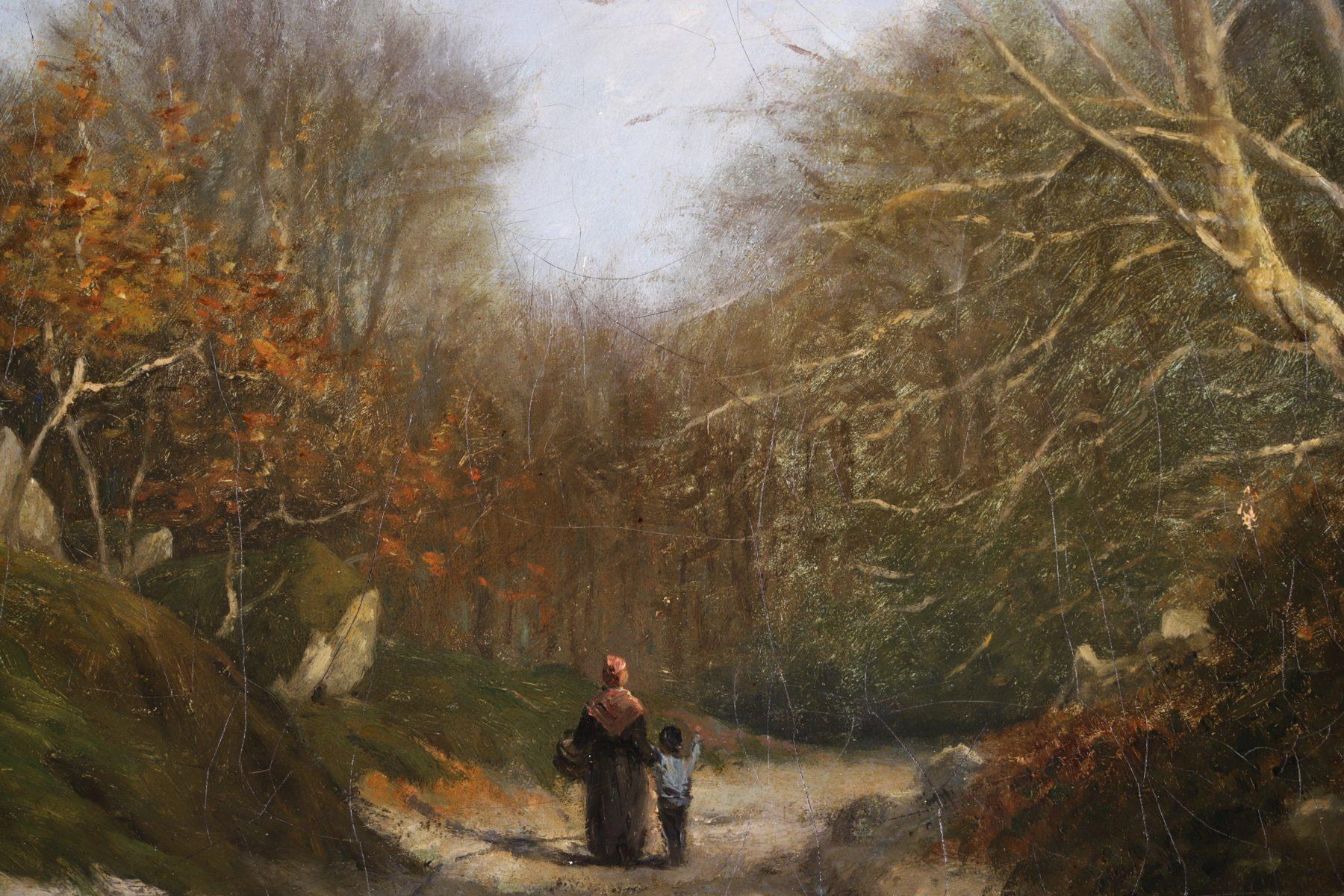 Winter - Fontainbleau Forest - Impressionist Oil, Landscape by Victor Vignon For Sale 4