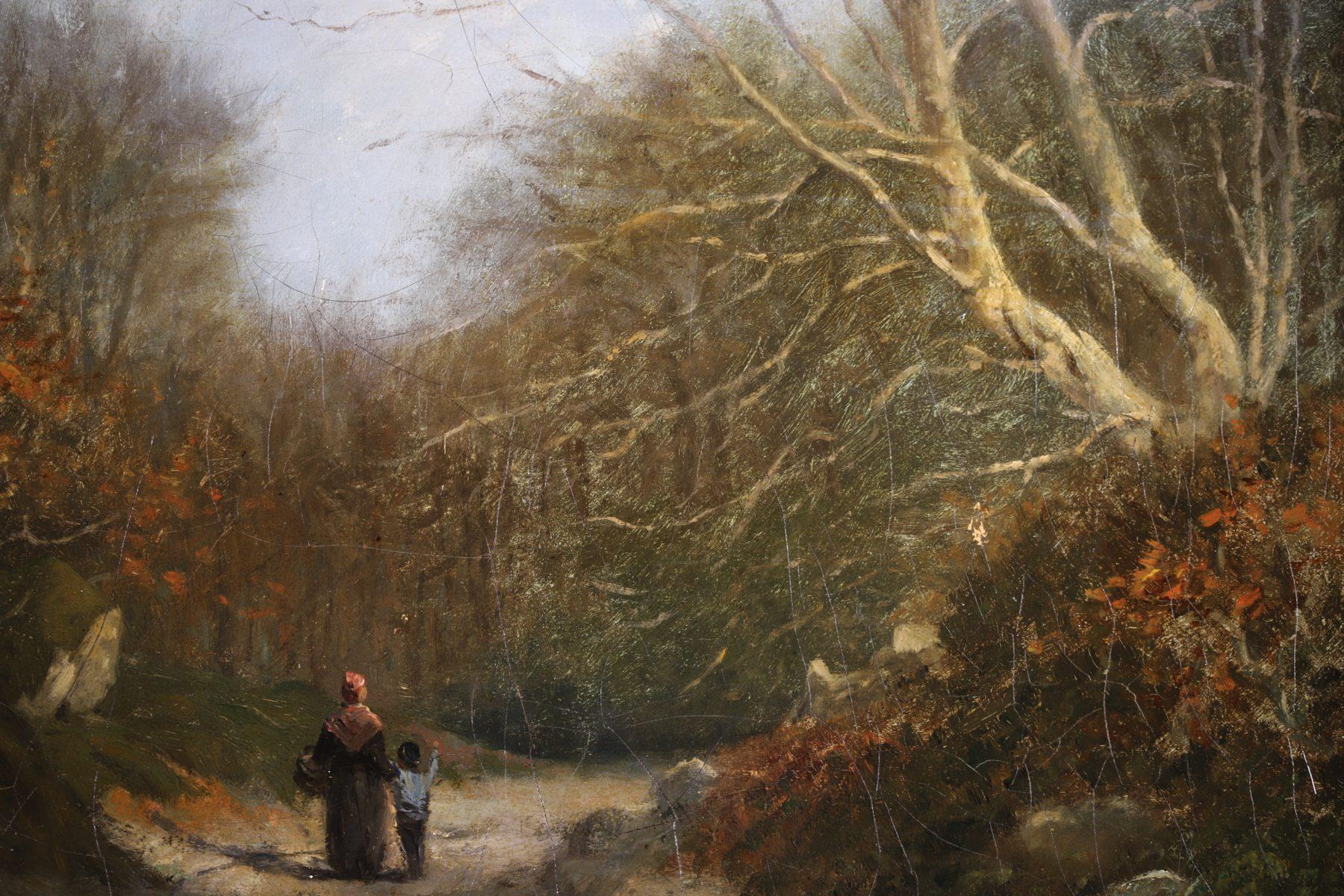 Winter - Fontainbleau Forest - Impressionist Oil, Landscape by Victor Vignon For Sale 5