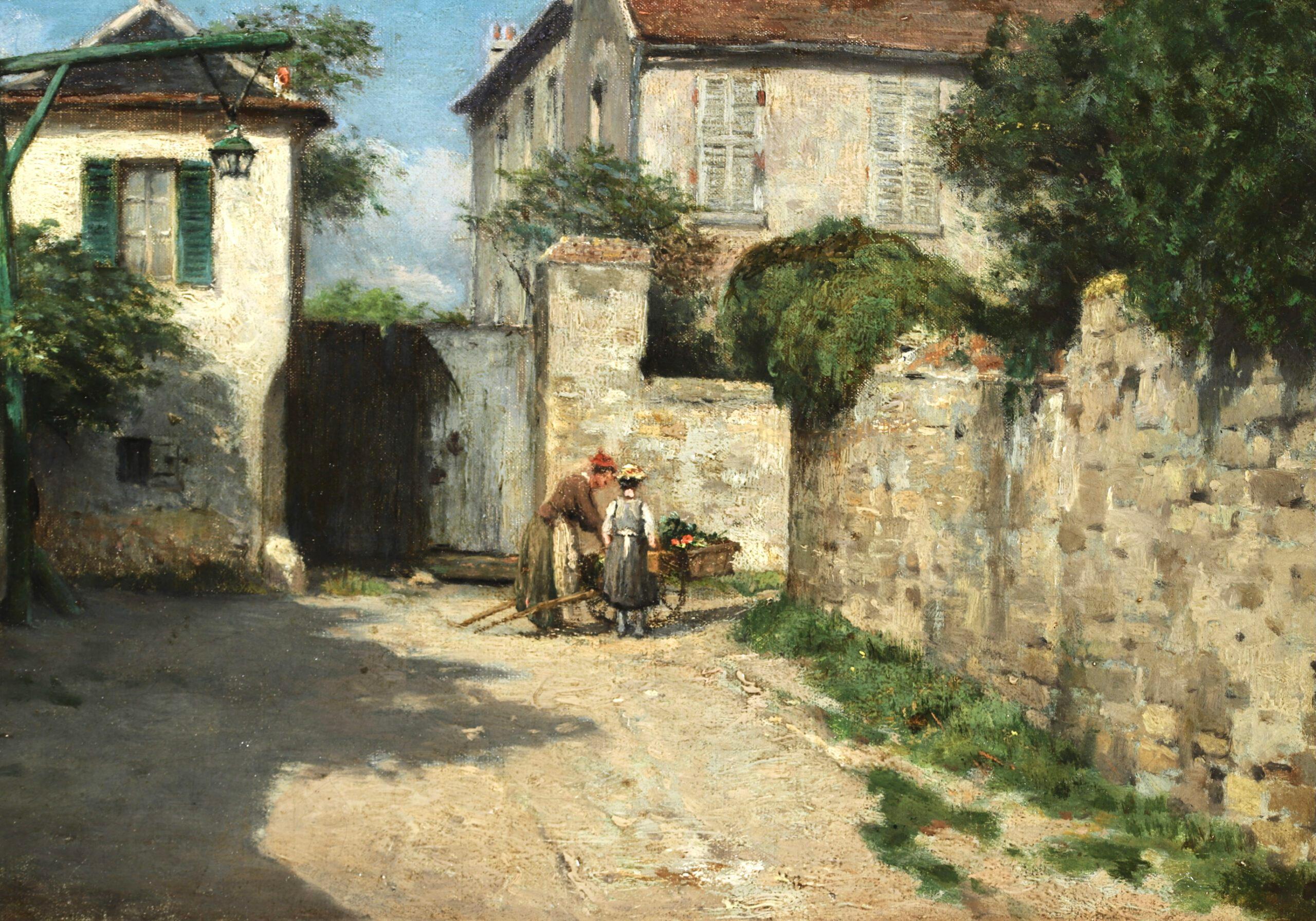 Le Village - Auvers-sur-Oise - Peinture de paysage impressionniste - Victor Vignon - Impressionnisme Painting par Victor Alfred Paul Vignon