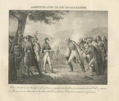 Victor Amadeus Sues for Armistice, Sardinia, Antique Madou Lithograph, 1827