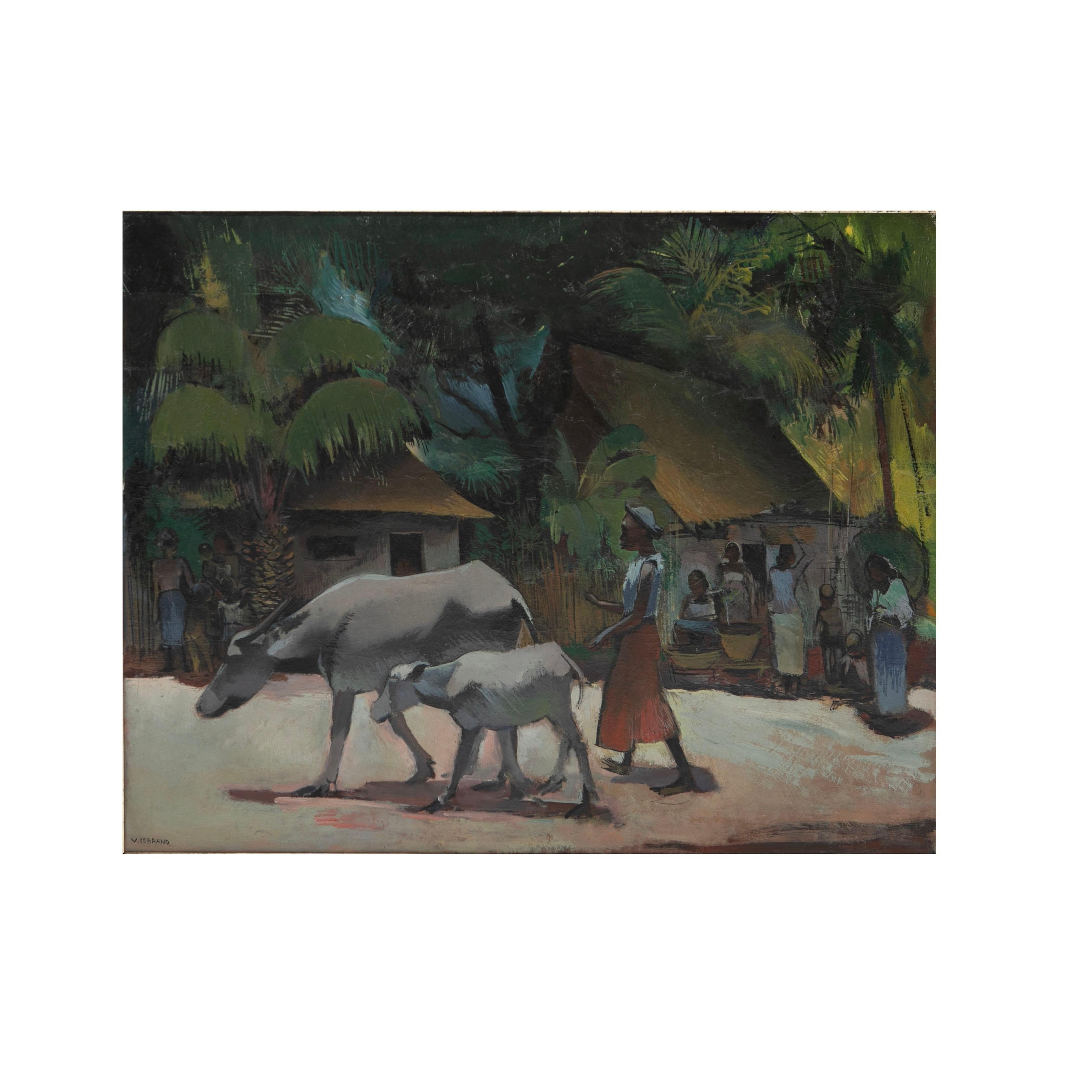 Victor Bailey Isbrand (Danish, 1897-1989)

Painting: Javanese Village Scene. Oil on canvas.
Canvas: 64 x 80 cm - Framed dimensions: 75 x 90 cm
Signed: V. Isbrand
From the 1920s, during Victor Isbrand’s stay on the island of Java (Indonesia).
Framed