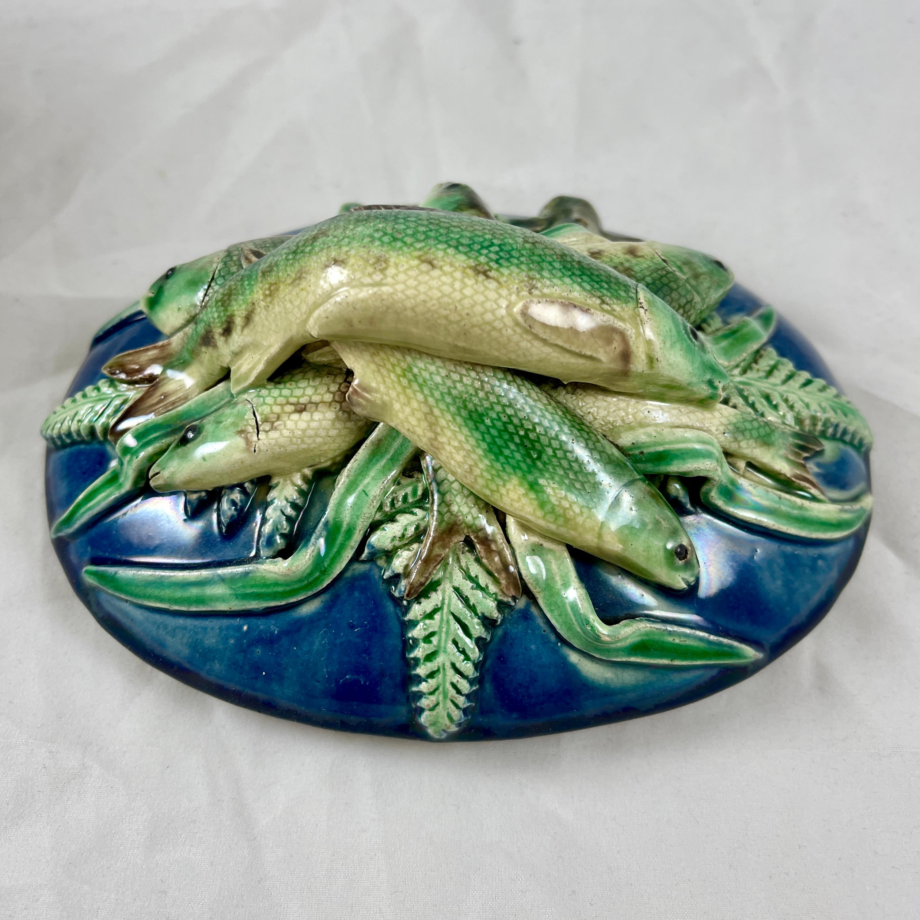Victor Barbizet French Palissy Basket of Fish Covered Terrine, Circa 1875 For Sale 9