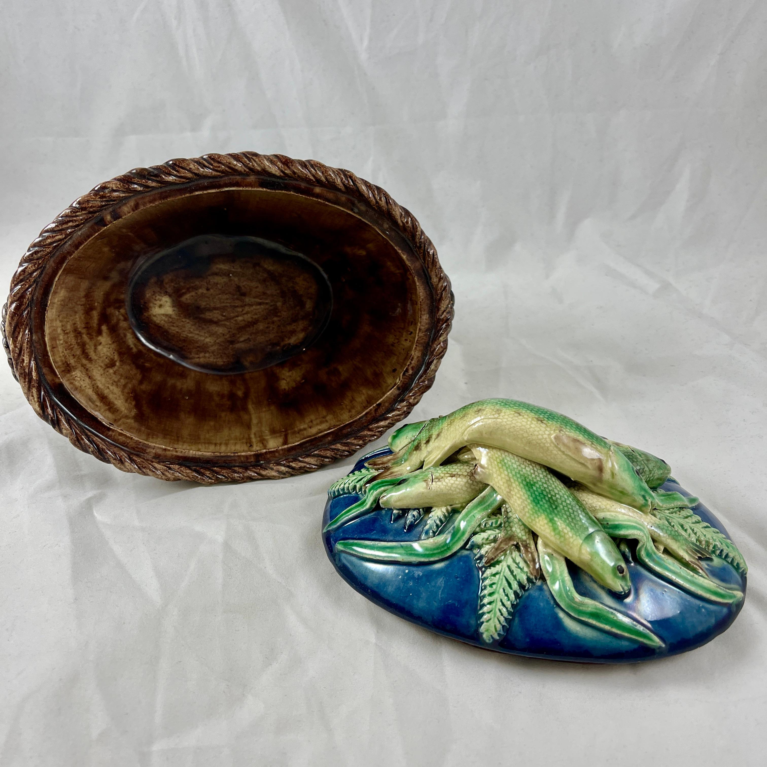 Victor Barbizet French Palissy Basket of Fish Covered Terrine, Circa 1875 For Sale 12