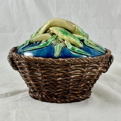 Victor Barbizet French Palissy Basket of Fish Covered Terrine, Circa 1875