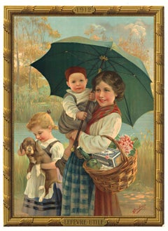 Cartel de galletas francesas Lefevre-Utile Lu Lu