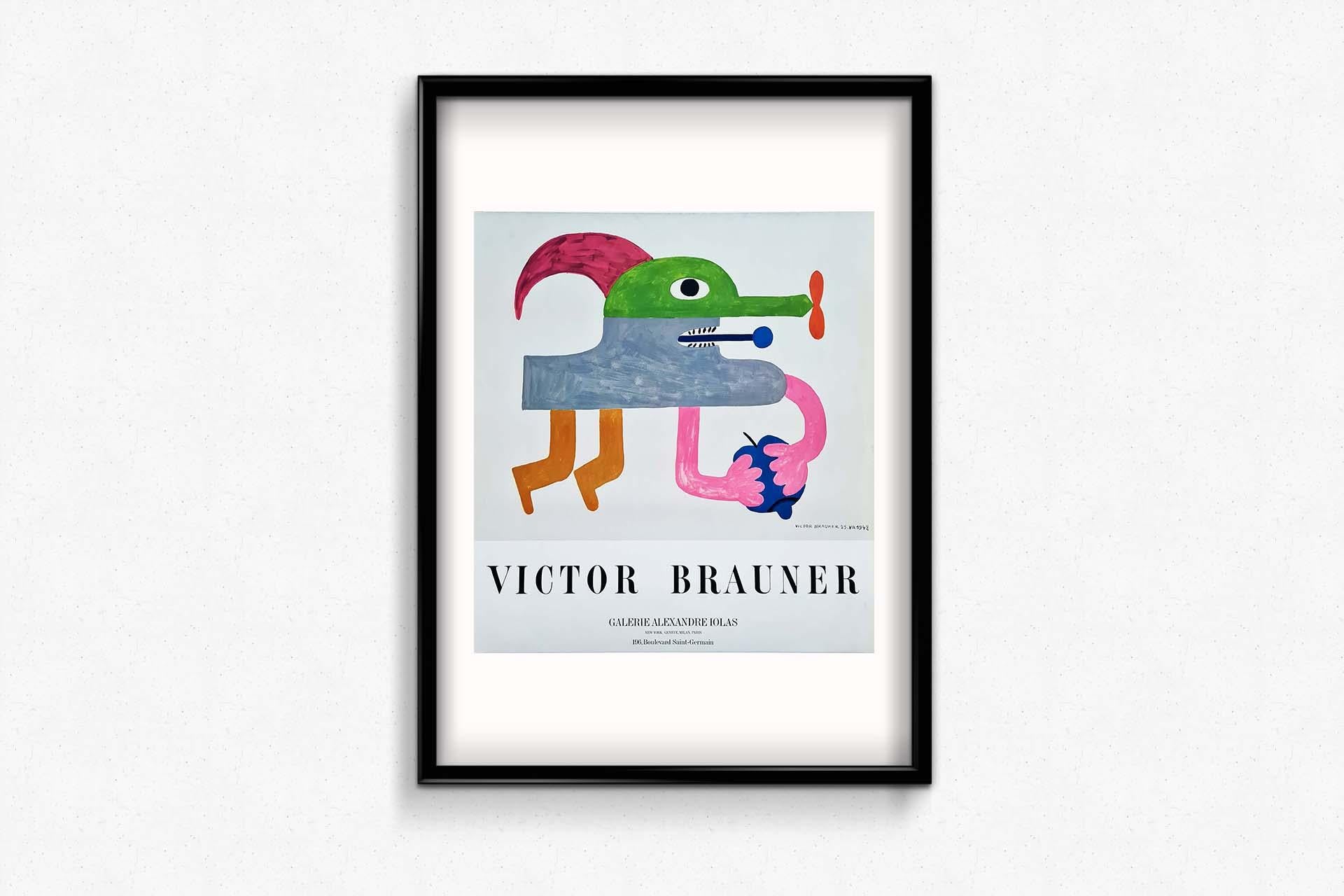 Beautiful poster of Victor Brauner in the 60s for an exhibition at the Galerie Alexandre Iolas in Paris. Victor Brauner was a Romanian painter and sculptor of the surrealist movement.

Exhibition - Abstract

Gallery Alexandre Iolas Paris