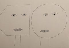 Código de rostros I, aguafuerte firmado por Victor Brauner 1962