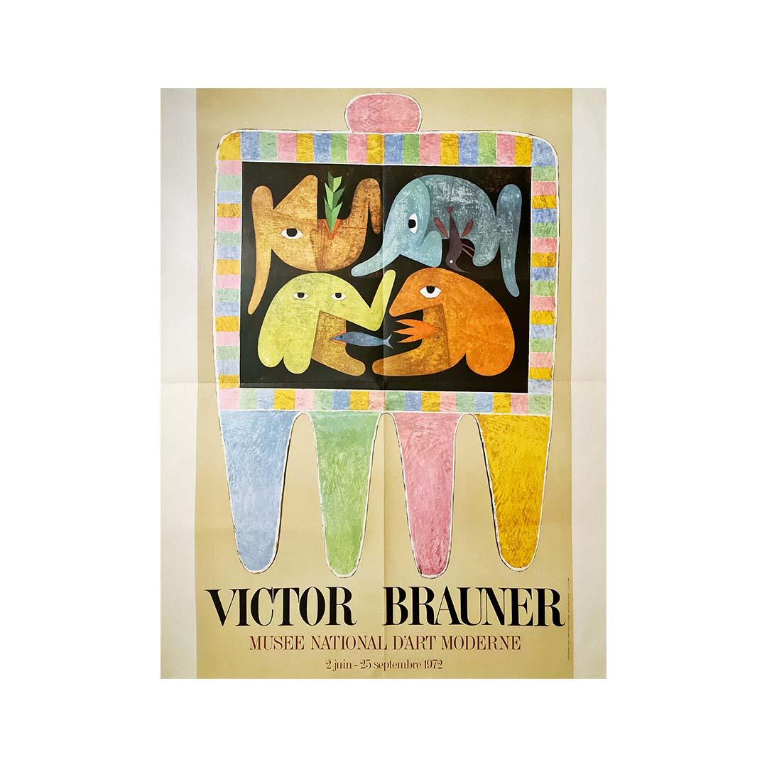 Beautiful poster for the exhibition of the Museum of Modern Art in Paris dedicated to Victor Brauner (1903-1966), a singular figure of surrealism, grouping more than one hundred works, paintings and drawings, in 1972.
Victor Brauner was a Romanian