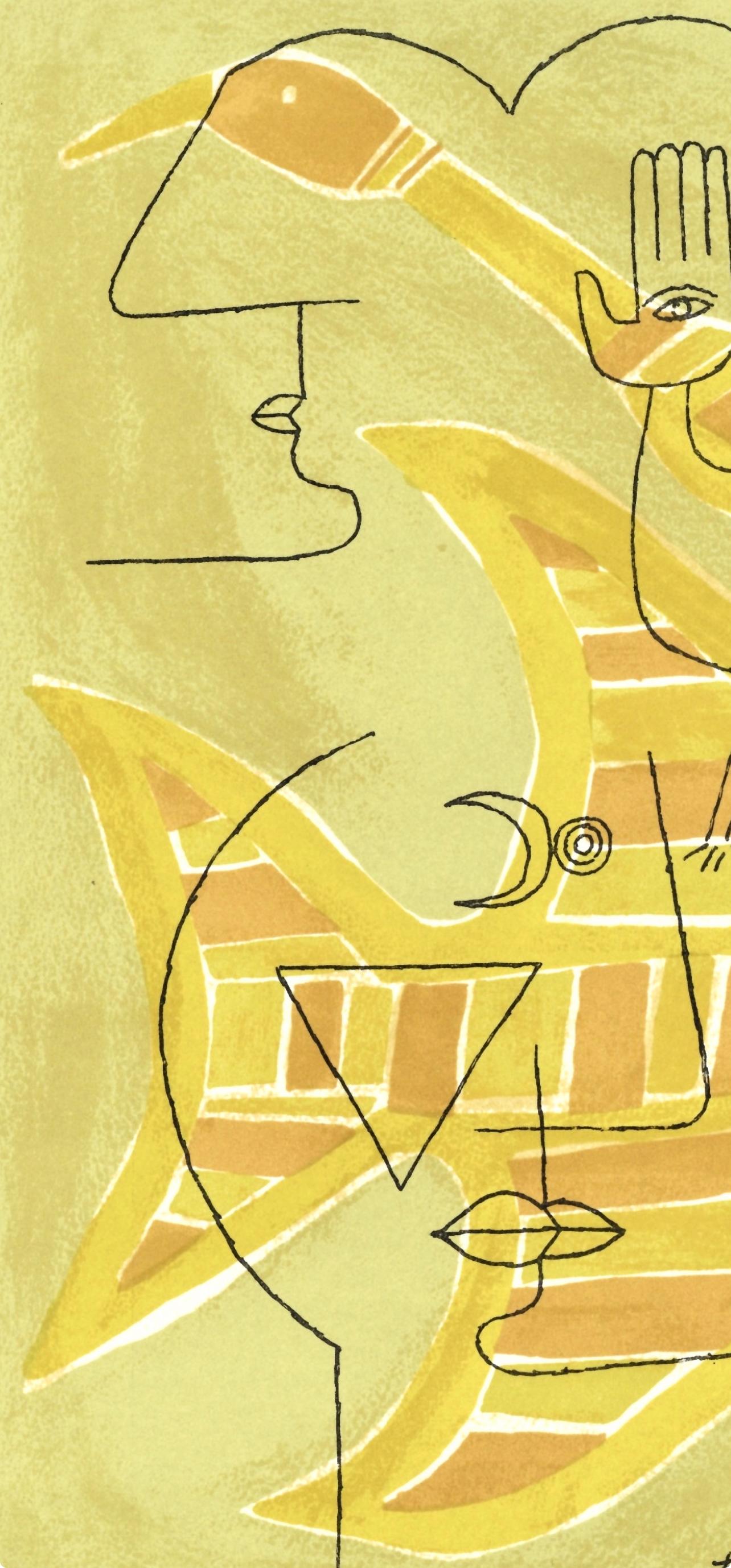 Traces interstices, Société internationale d'art XXe siècle (Gelb), Landscape Print, von Victor Brauner