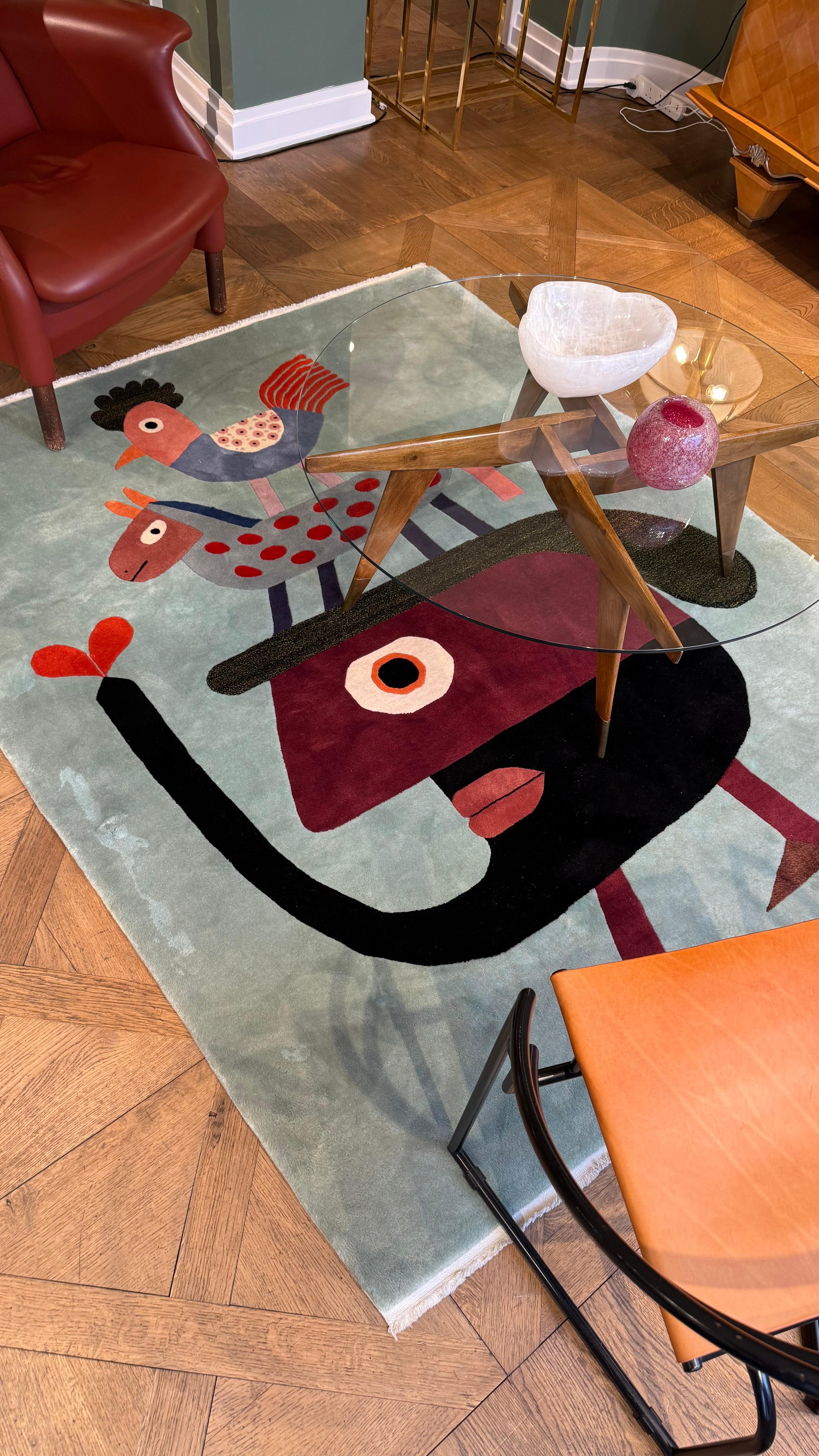 Victor Brauner Französischer Surrealistischer Wollteppich 'Henne' Wandbehang, ca. 1980er Jahre im Zustand „Gut“ im Angebot in Milano, IT