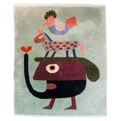 Victor Brauner French Surrealist ‘Hen’ Wool Rug Wall Hanging, circa 1980s