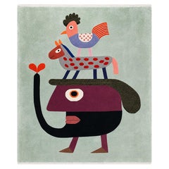 Victor Brauner French Surrealist ‘Hen’ Wool Rug Wall Hanging, circa 1980s