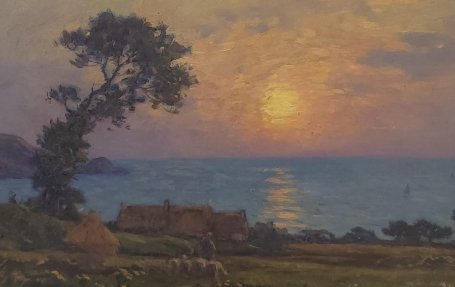 Fin del día - Painting Escuela francesa de Victor Brugairolles