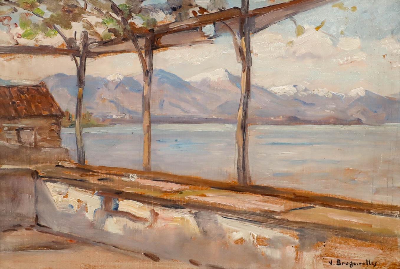 Victor Brugairolles (1869-1936) - Öl aus dem frühen 20. Jahrhundert, Pergola am See im Angebot 1
