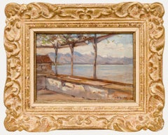 Victor Brugairolles (1869-1936) - Öl aus dem frühen 20. Jahrhundert, Pergola am See