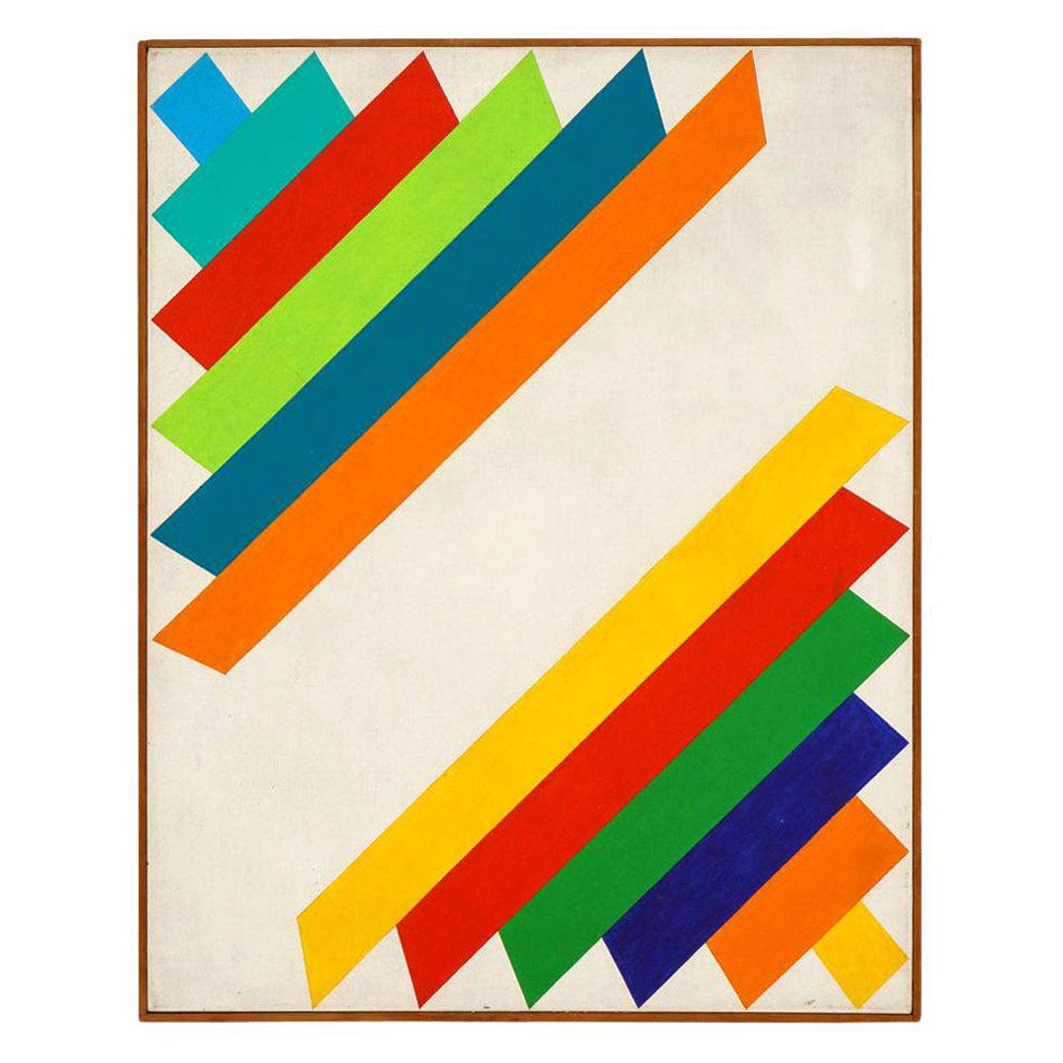 Victor Burgin Abstract Painting, Acrylic on Canvas, Hard Edge, Geometric, Signed