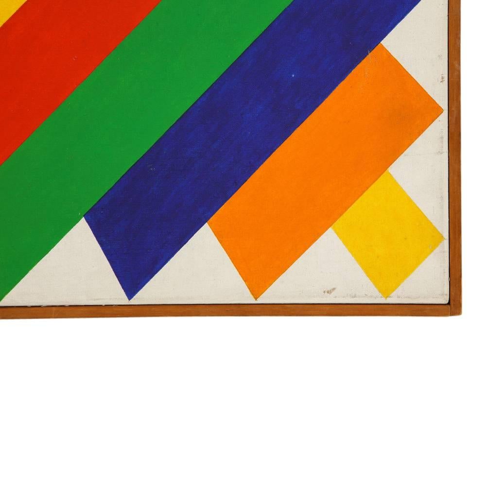 Hand-Painted Victor Burgin Abstract Painting, Acrylic on Canvas, Hard Edge, Geometric, Signed For Sale