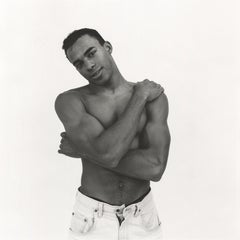 Untitled (Man with Arms Crossed), black and white photograph by Victor Carnuccio