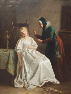 CARRE-SOUBIRAN Pintura romántica francesa XIX La bella durmiente cuento de hadas PERRAULT