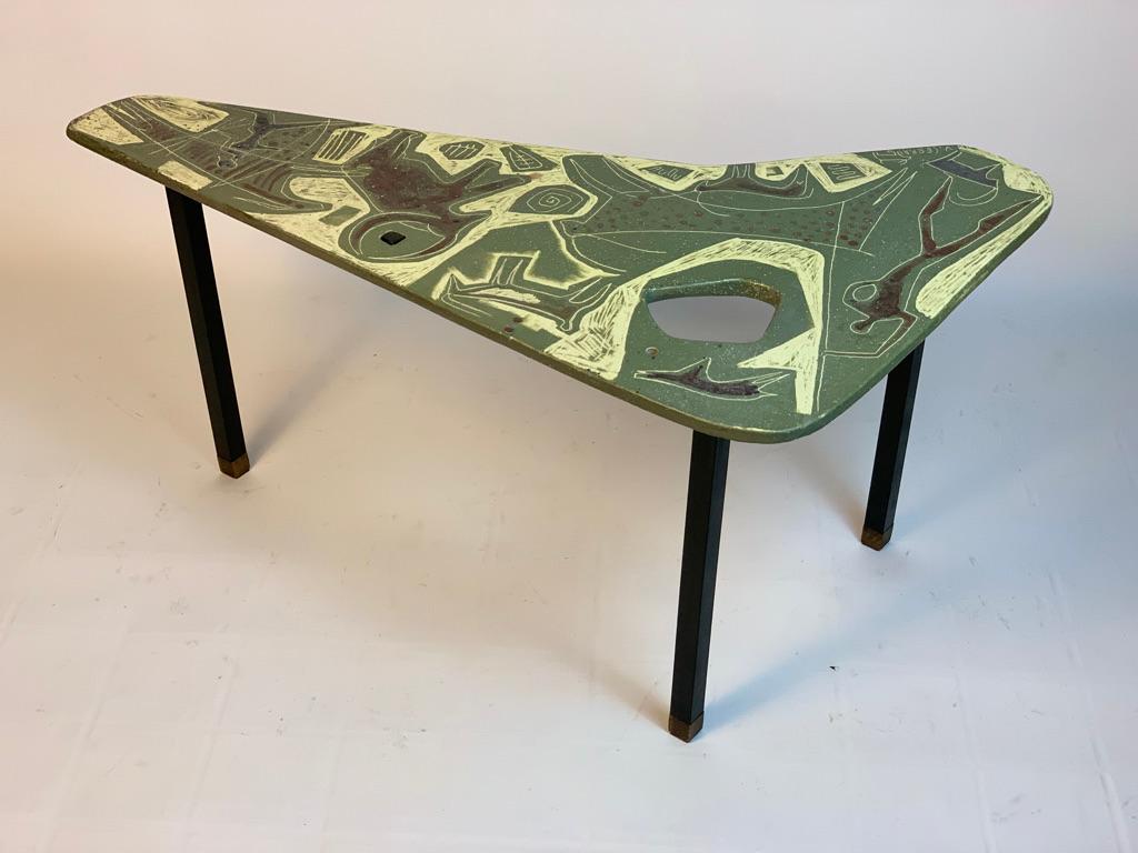 Victor Cerrato Mid Century Coffee Table Ceramic Top One of a Kind 4