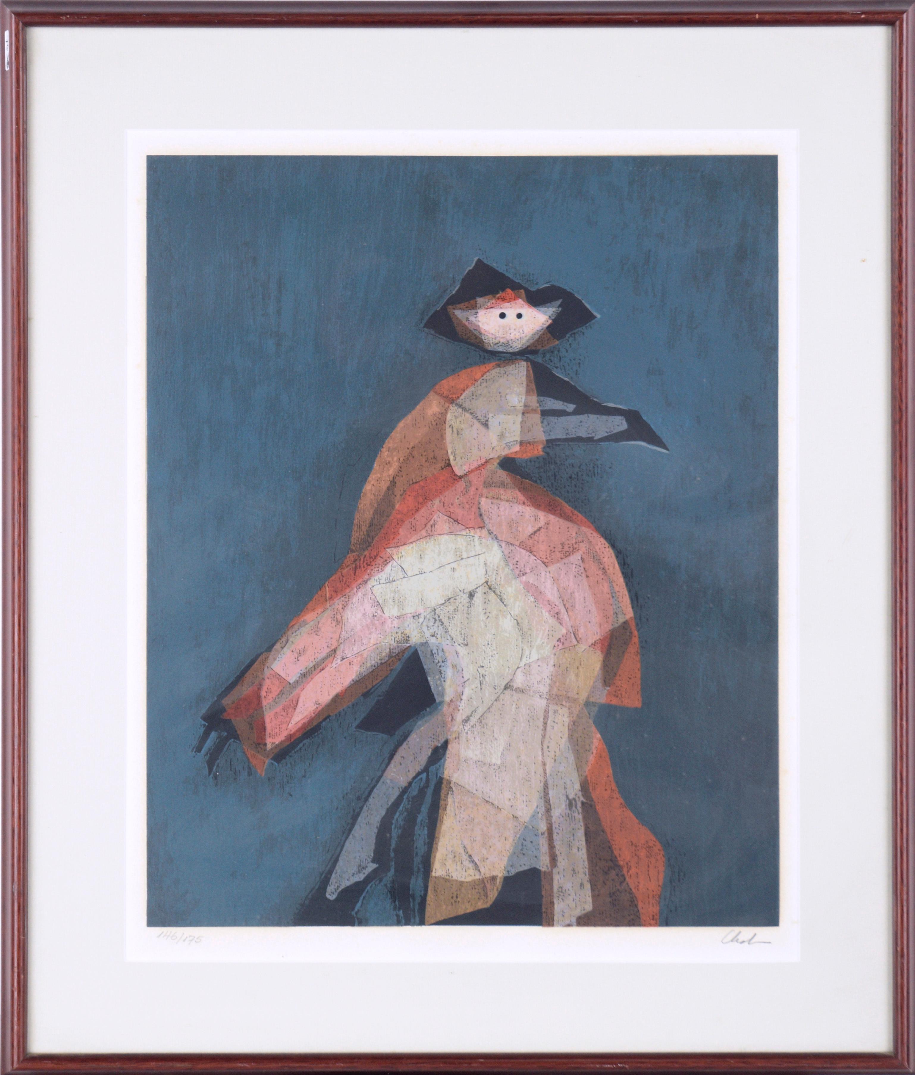 Victor Chab Figurative Print - "Personaje" (Character) - Abstracted Figurative Serigraph on Paper (#146/175)