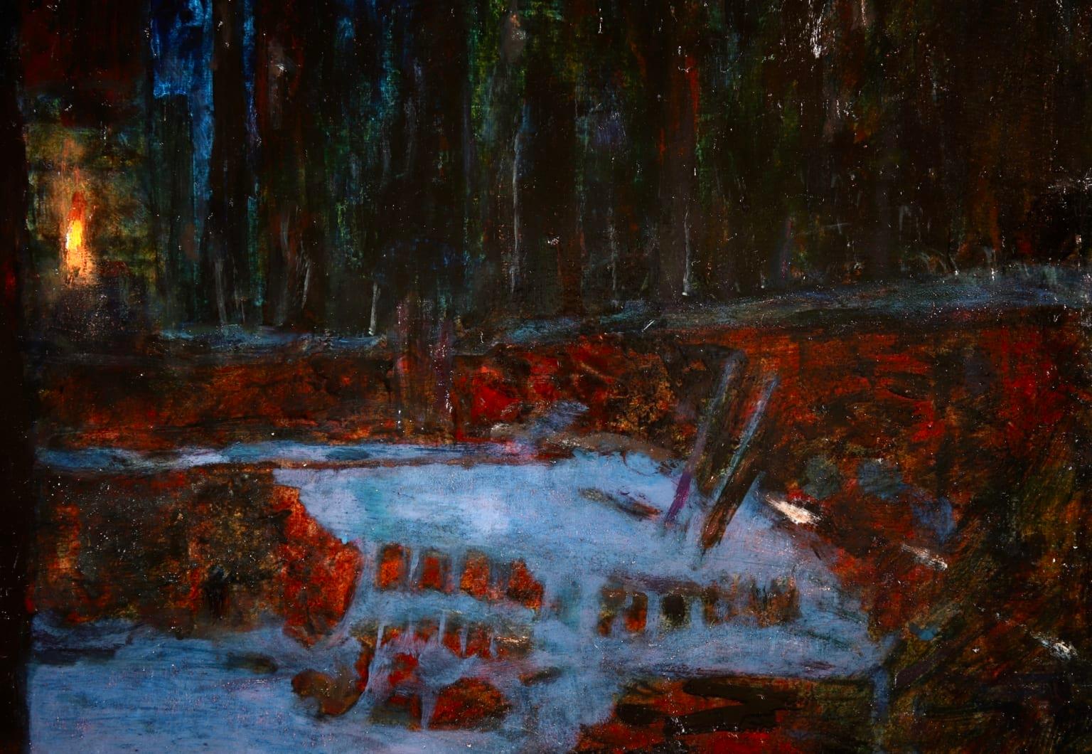 A Winter's Night – Postimpressionistisches Ölgemälde, Schneelandschaft von Victor Charreton im Angebot 6