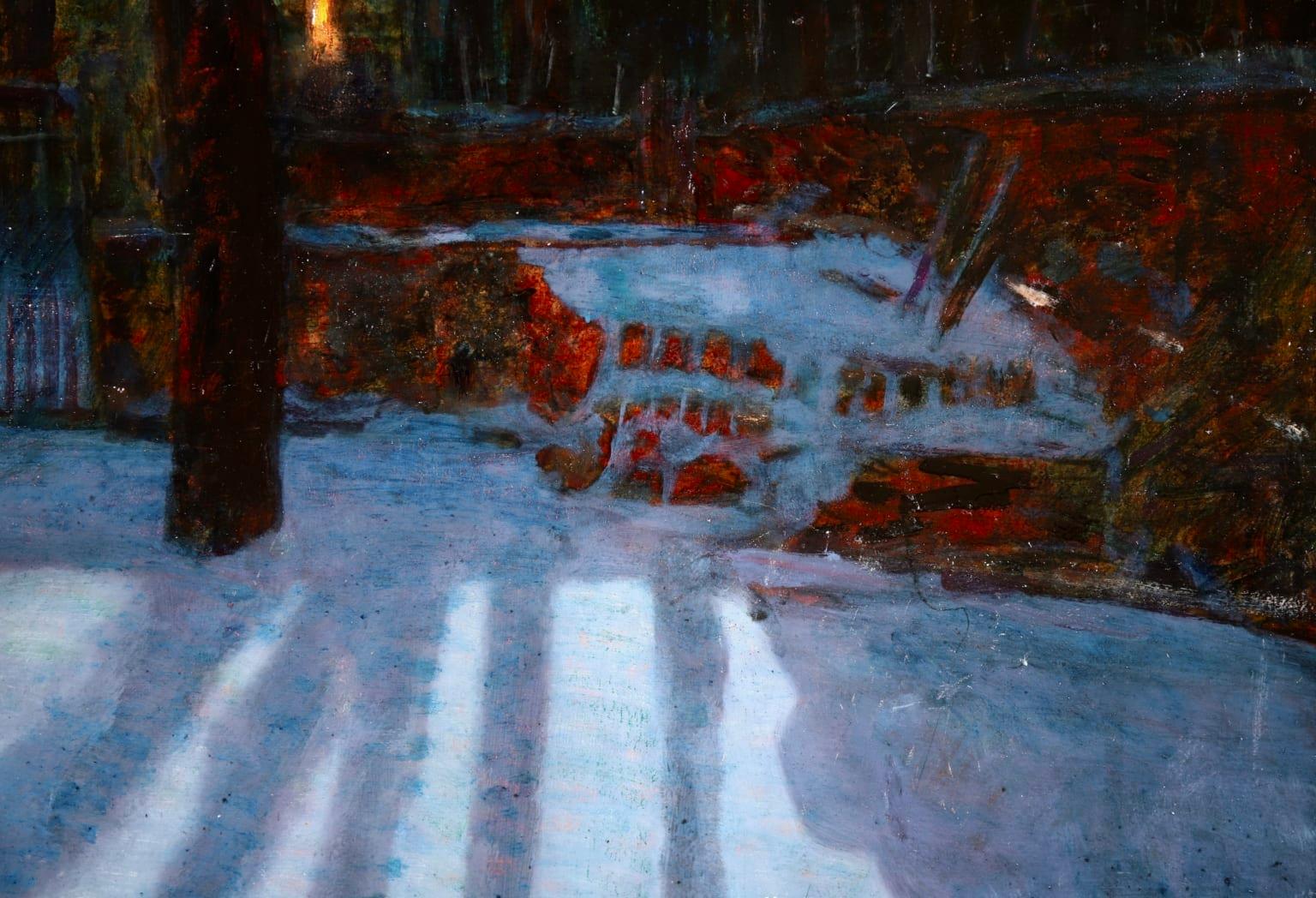 A Winter's Night - Post Impressionist Oil, Snowy Landscape by Victor Charreton For Sale 4