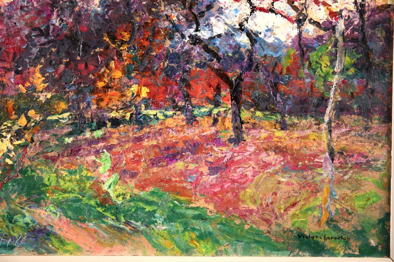Couleurs d'automne - Huile post-impressionniste, arbres dans un paysage de Victor Charreton 5