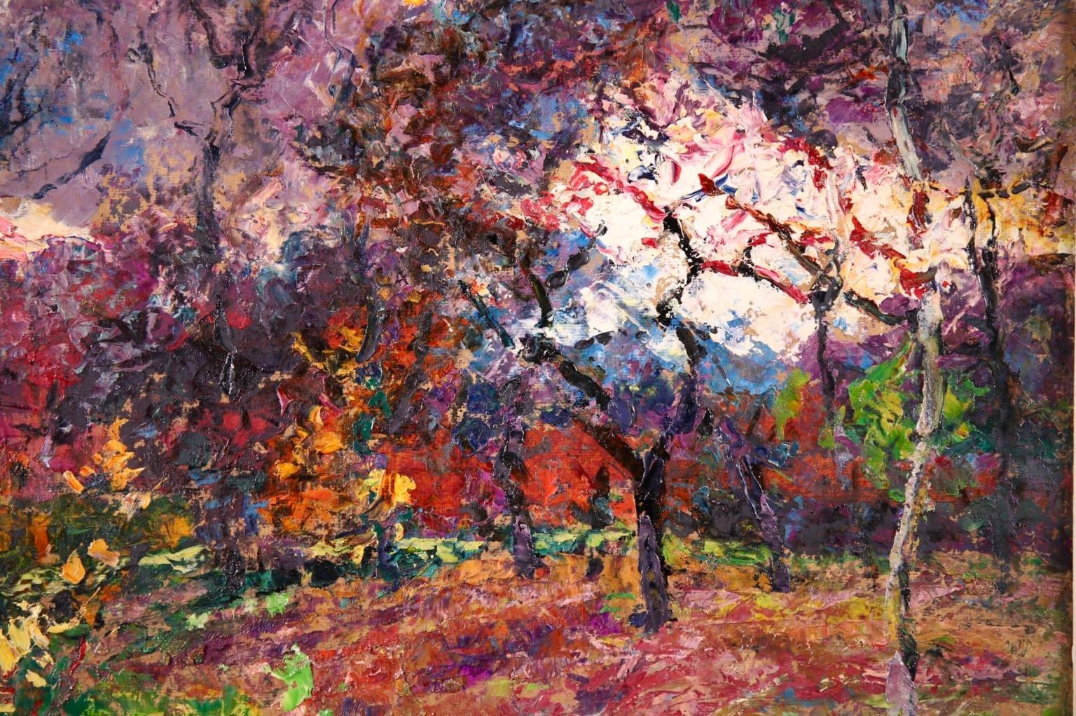 Couleurs d'automne - Huile post-impressionniste, arbres dans un paysage de Victor Charreton 6