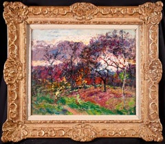 Couleurs d'automne - Huile post-impressionniste, arbres dans un paysage de Victor Charreton