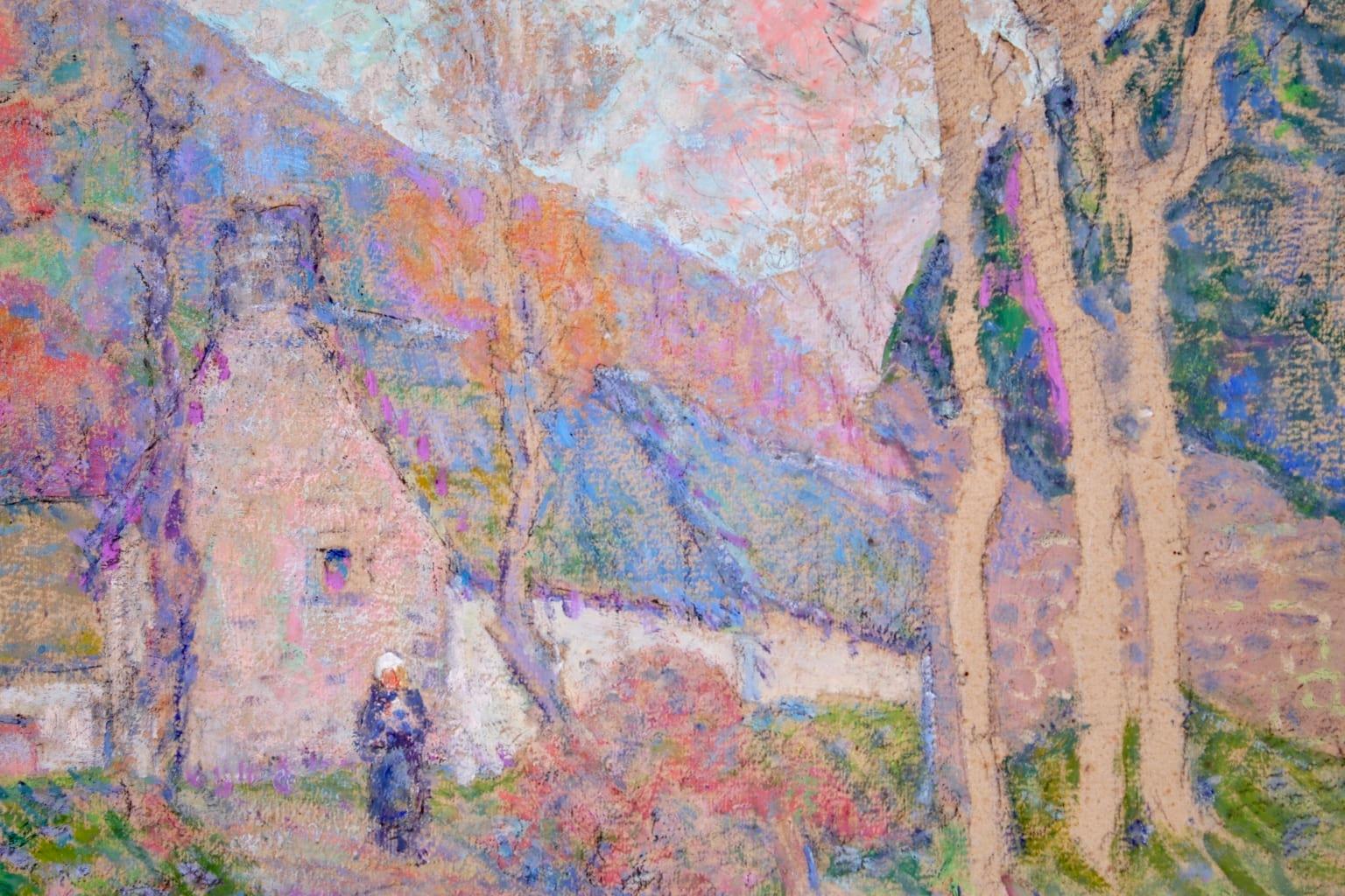 Autumn in the Village - Impressionist Oil, Figure in Landscape, Victor Charreton 6