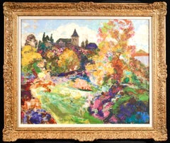 Vintage Church Gardens - French Post Impressionist Oil, Landscape by Victor Charreton