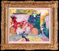Courtyard - Post Impressionist Oil, Figure in Landscape by Victor Charreton