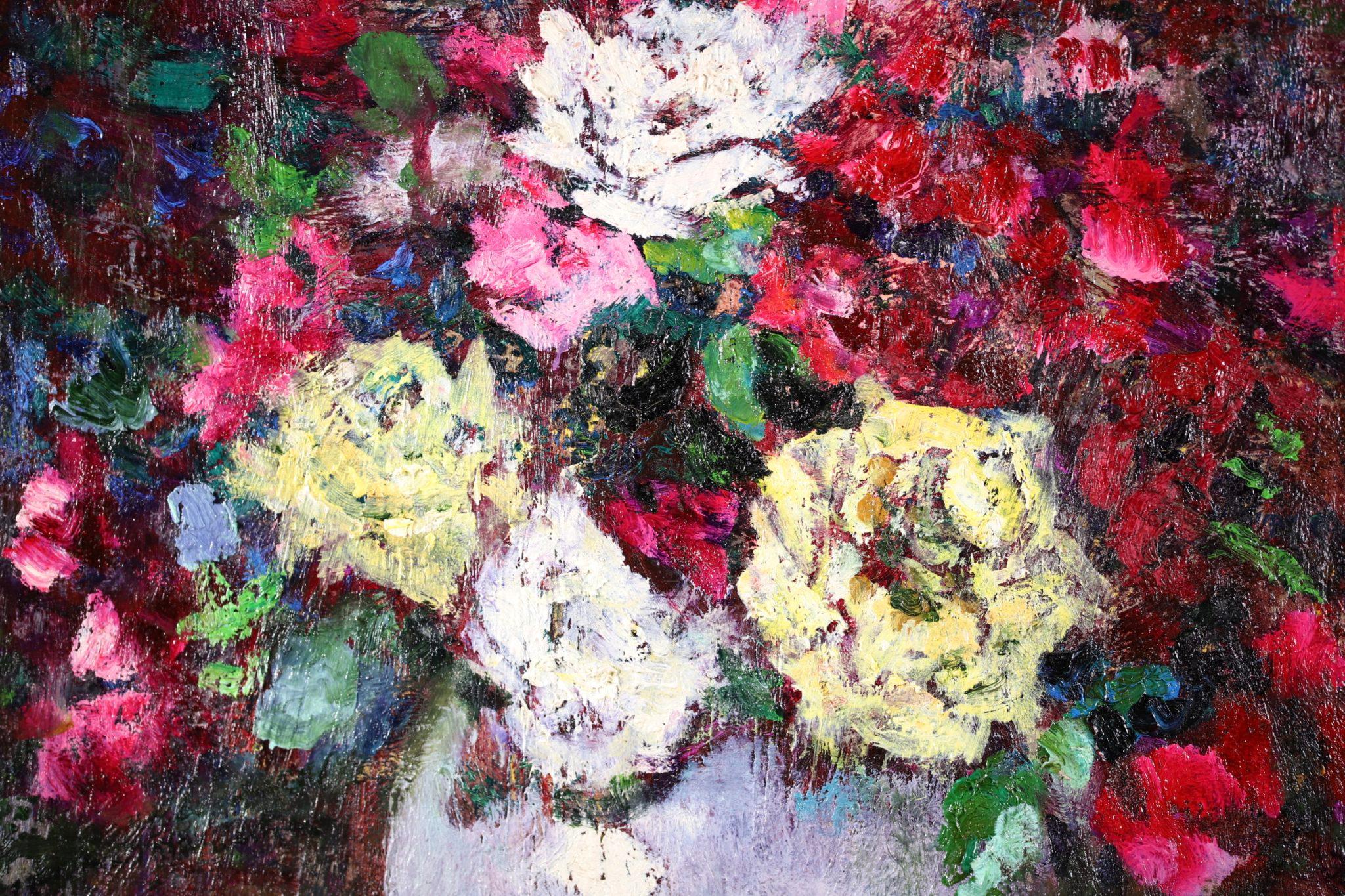 Dahlias - Post Impressionist Oil, Still Life of Flowers by Victor Charreton 1