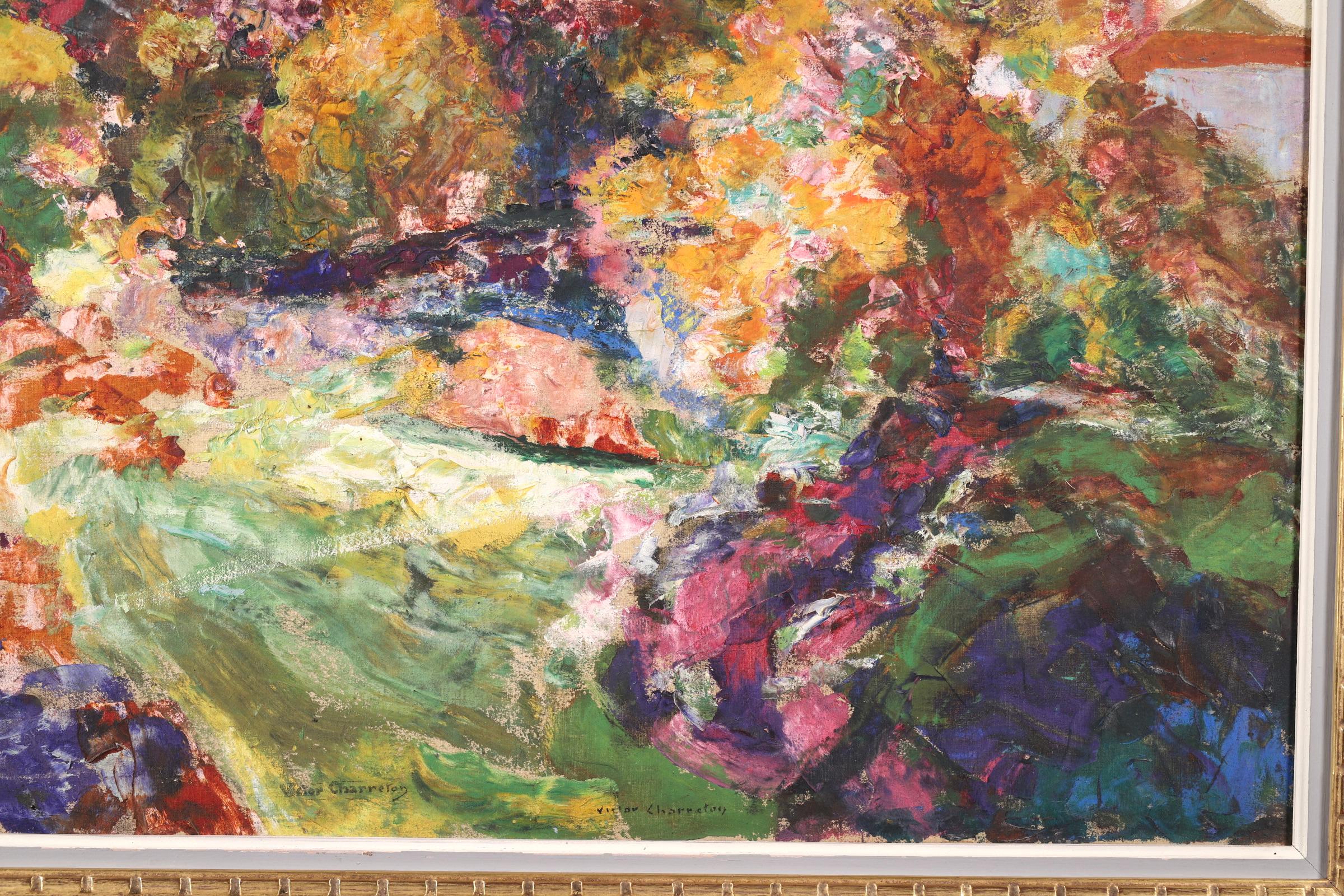 Church Gardens - French Post Impressionist Oil, Landscape by Victor Charreton For Sale 4
