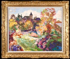 Antique Church Gardens - French Post Impressionist Oil, Landscape by Victor Charreton