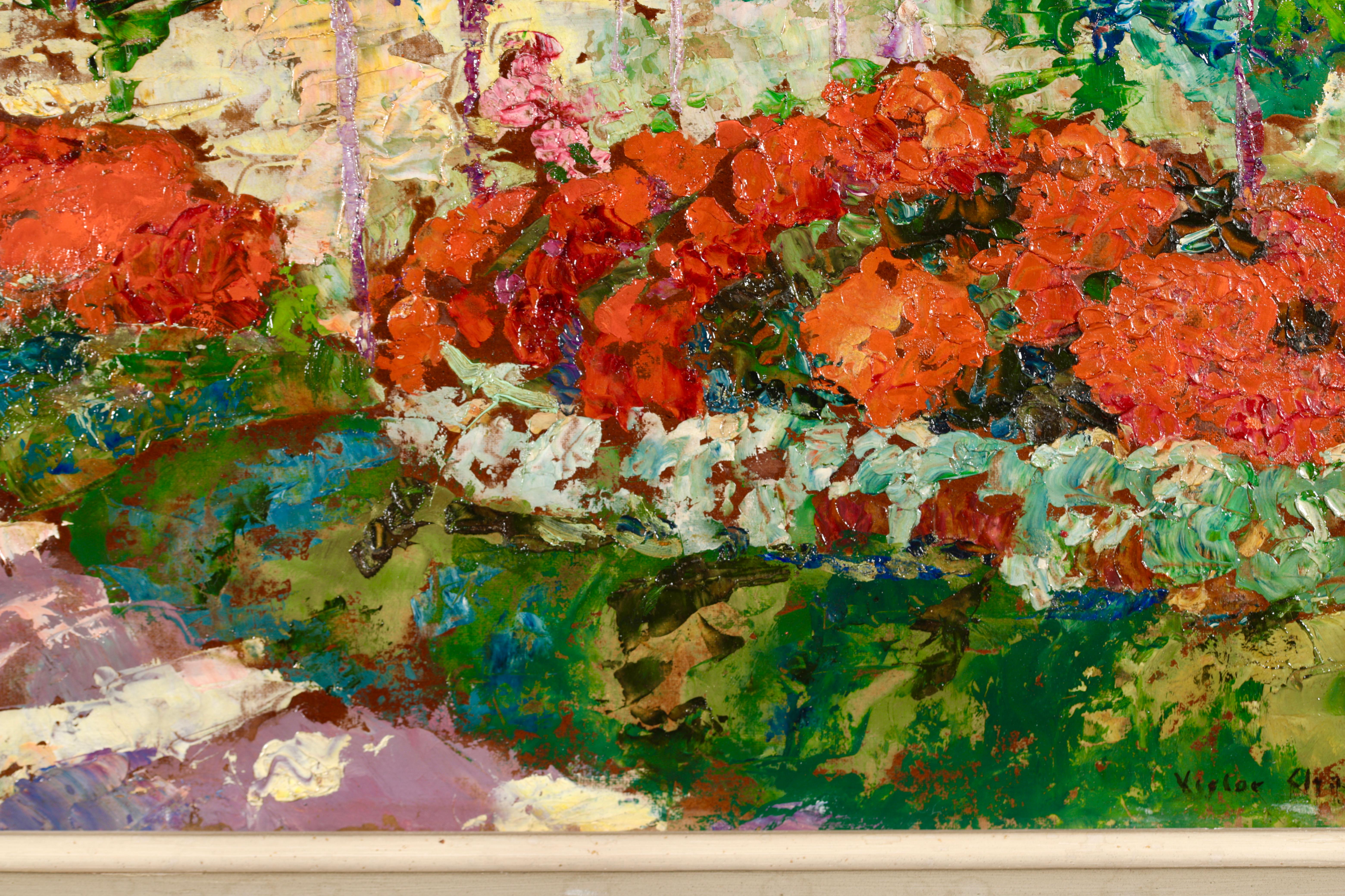Flower Garden - Post-Impressionist Oil, Summer Landscape by Victor Charreton 5