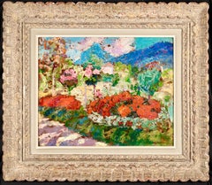 Jardin à fleurs - Huile post-impressionniste, paysage d'été de Victor Charreton