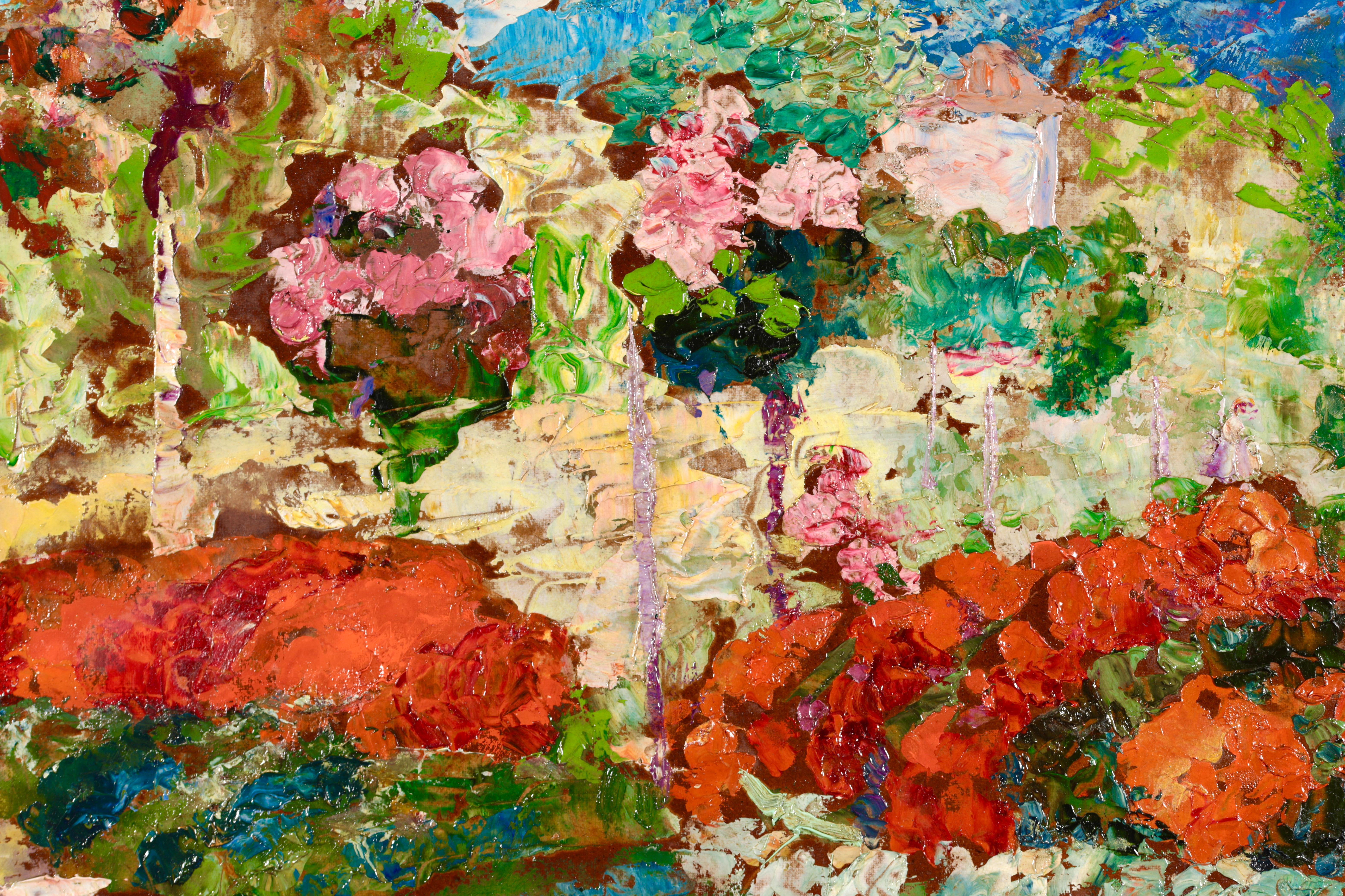 Flower Garden - Post-Impressionist Oil, Summer Landscape by Victor Charreton 3