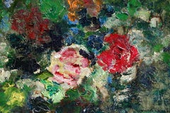 Flowers - 19th Century Oil on Canvas, Still Life of Roses by Victor Charreton