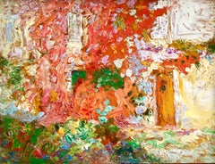 Flowers by a Cottage - 19th Century Oil on Panel, Landscape by Victor Charreton