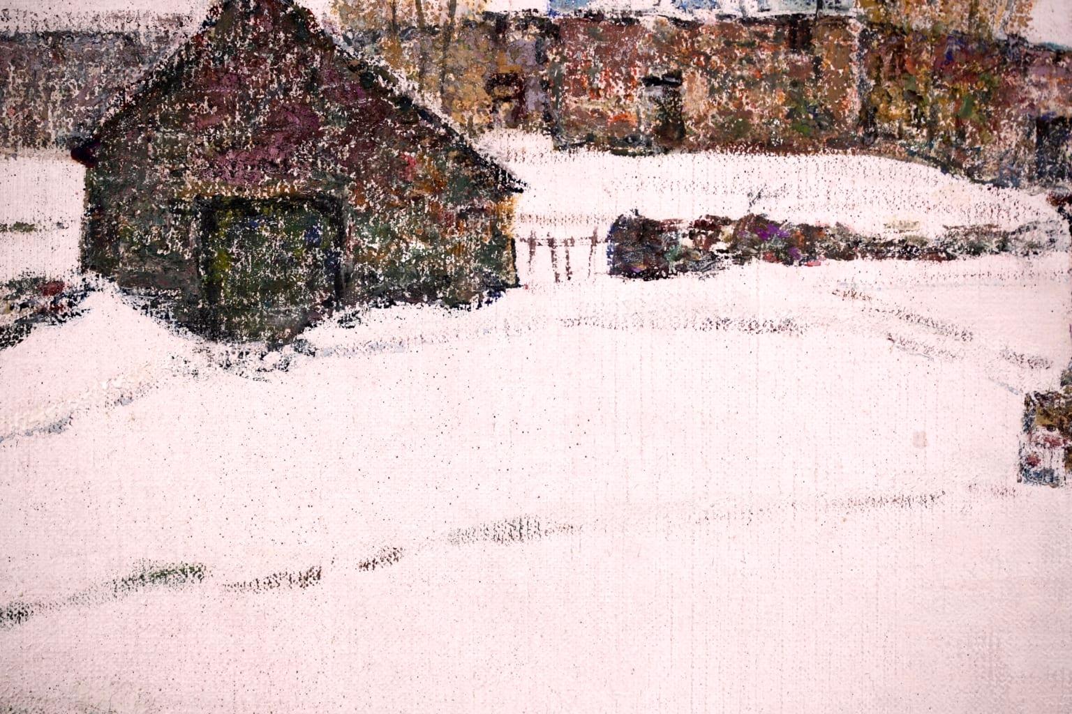 Empreintes dans la neige - Post Impressionist Oil, Landscape by Victor Charreton For Sale 9