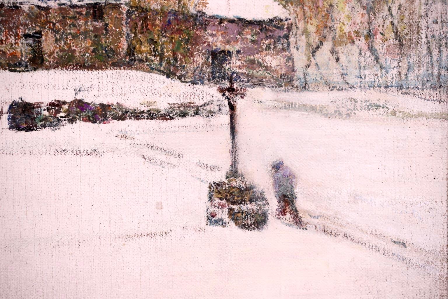 Empreintes dans la neige - Post Impressionist Oil, Landscape by Victor Charreton For Sale 3