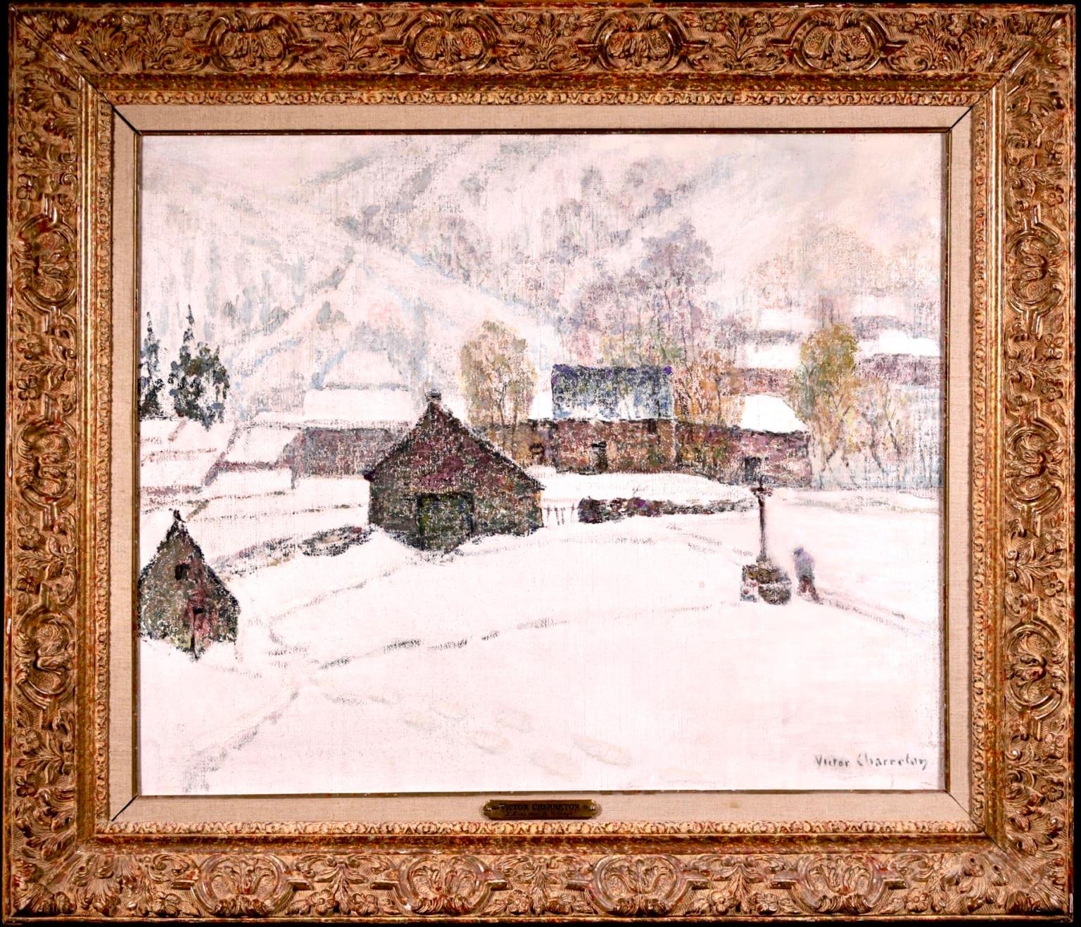 Empreintes dans la neige – Postimpressionistisches Ölgemälde, Landschaft von Victor Charreton
