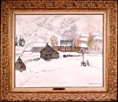 Antique Empreintes dans la neige - Post Impressionist Oil, Landscape by Victor Charreton