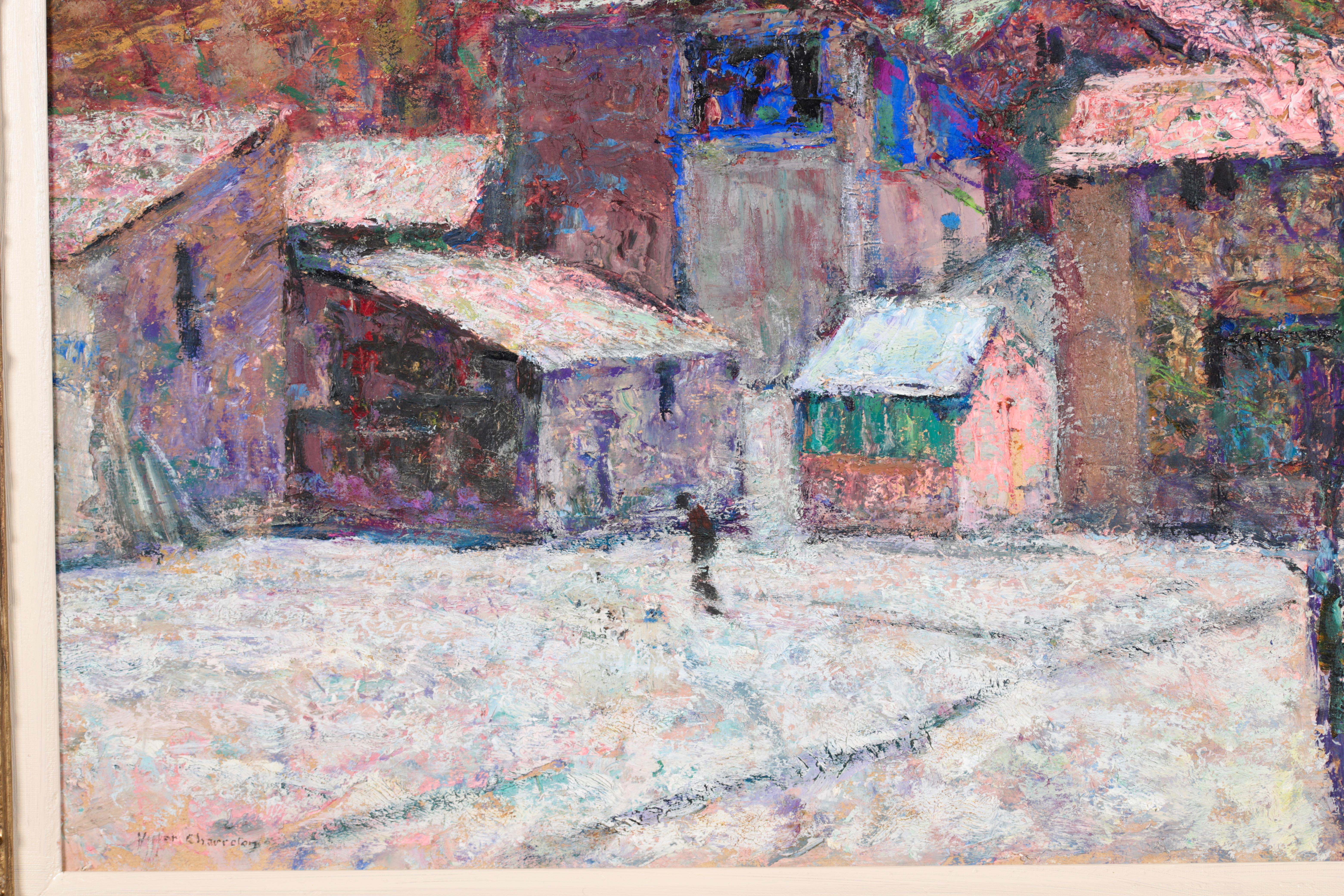 La place publique à Enval - Huile post impressionniste, Paysage - Victor Charreton 5