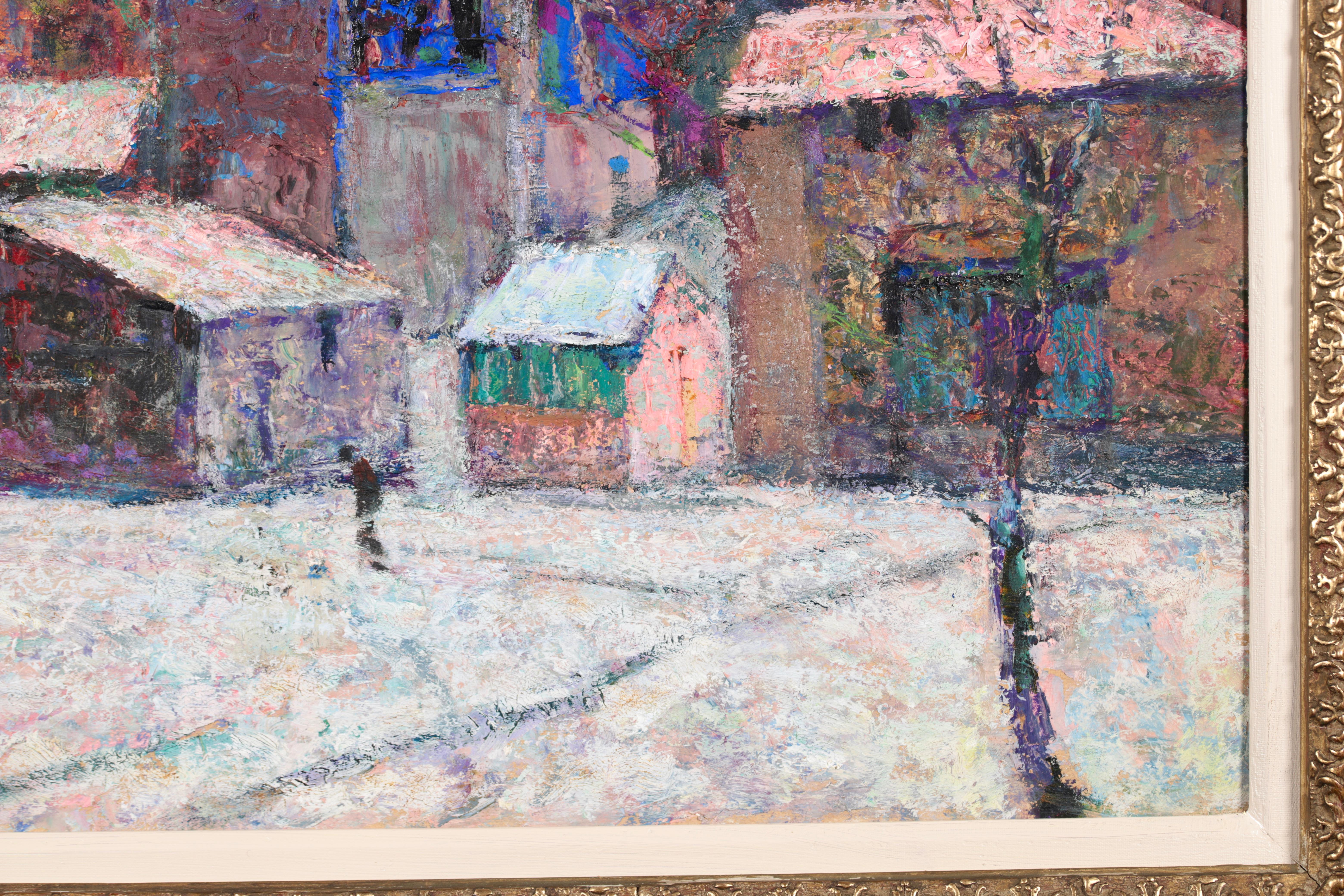 La place publique à Enval - Huile post impressionniste, Paysage - Victor Charreton 6