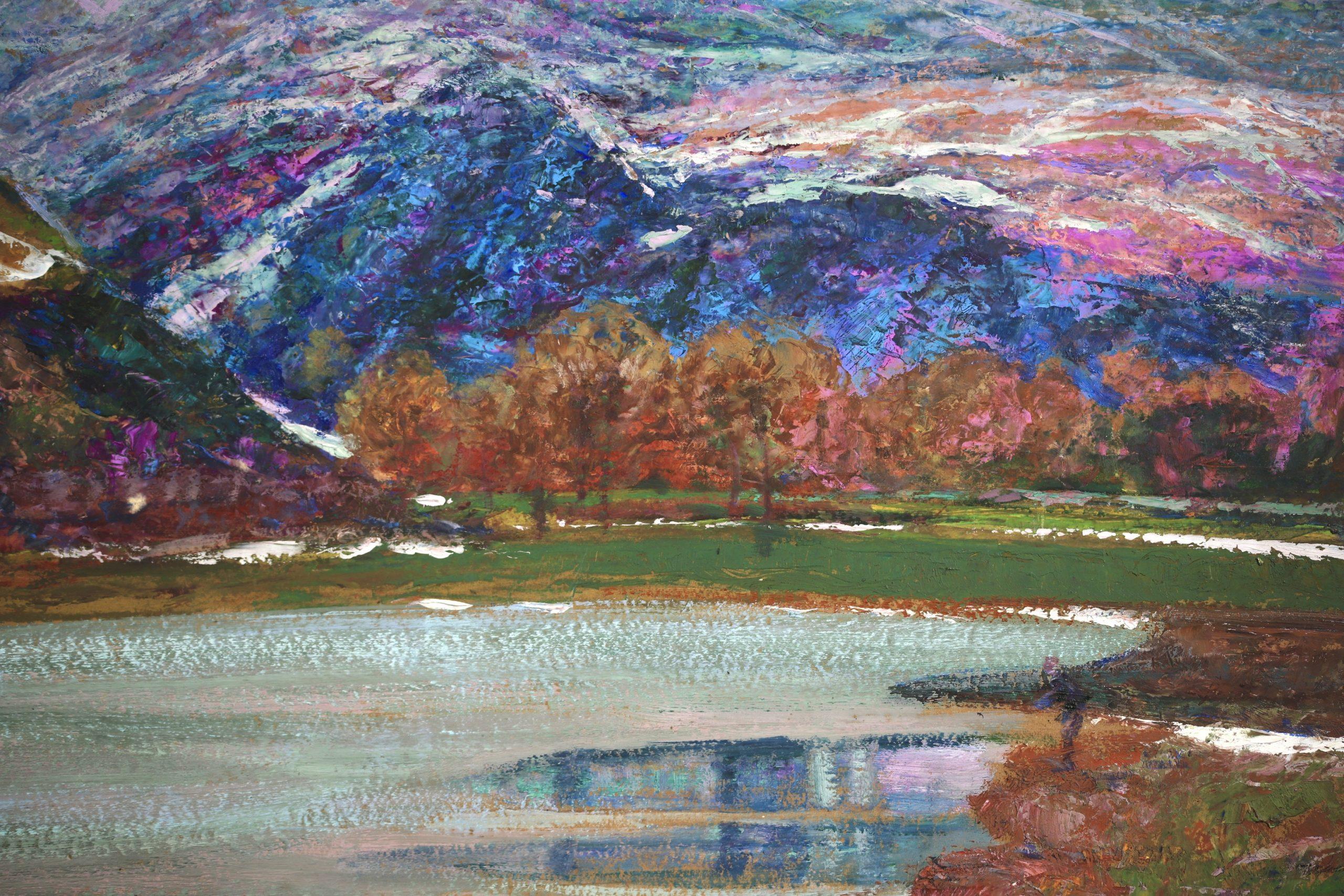 Lac du Chambon - Gele - Post Impressionist Landscape Oil by Victor Charreton For Sale 13