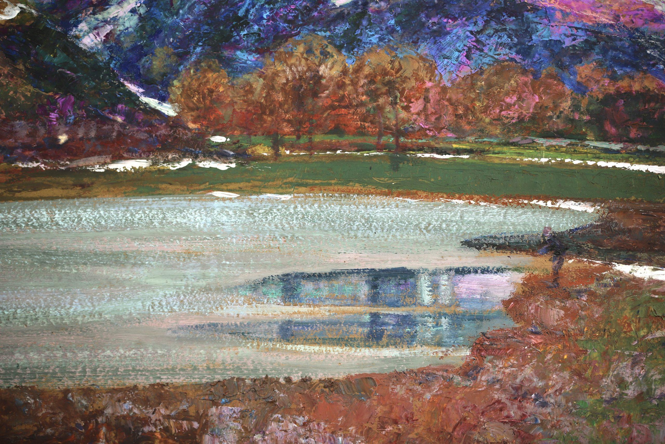 Lac du Chambon - Gele - Post Impressionist Landscape Oil by Victor Charreton For Sale 8
