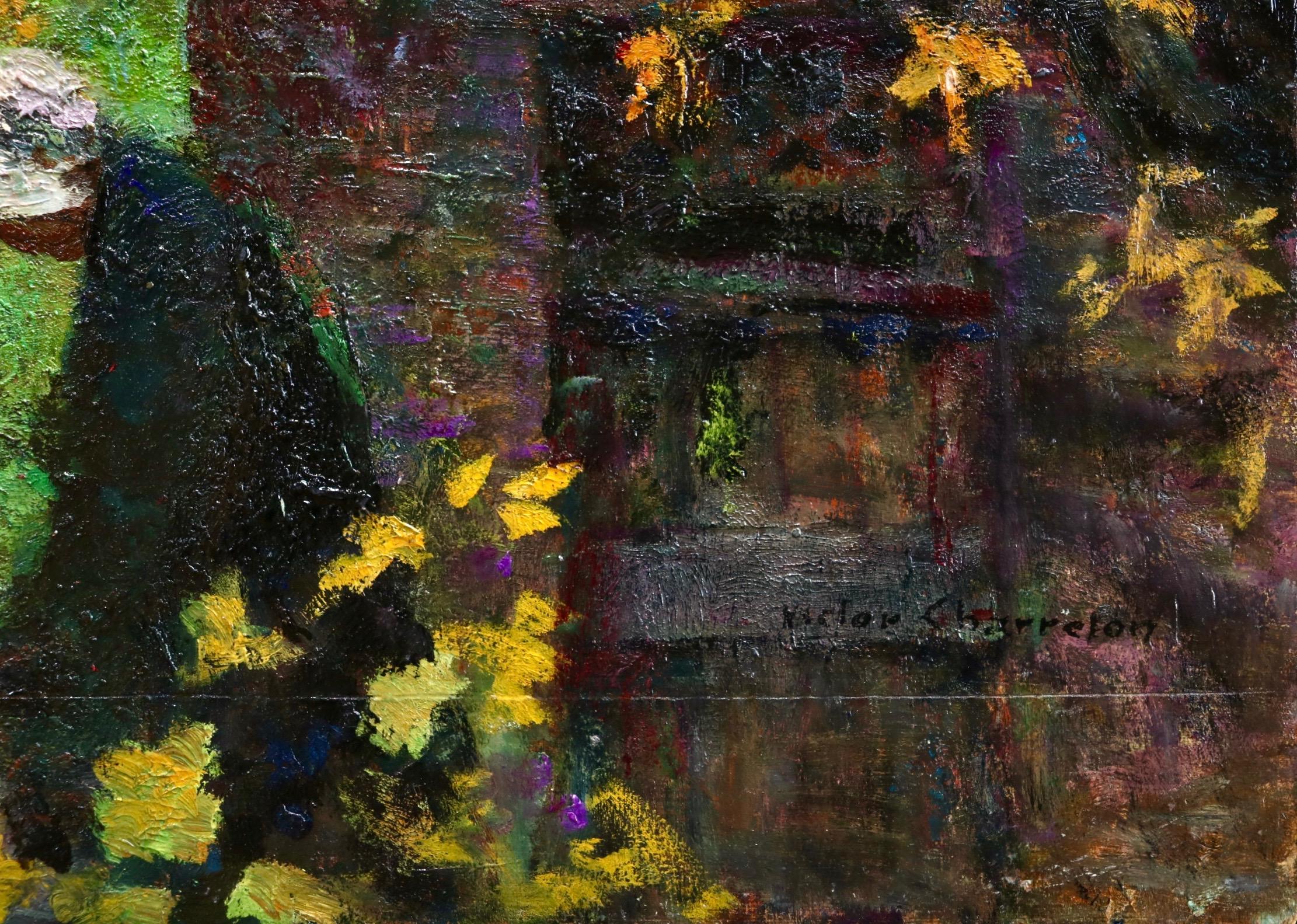 L'automne - Impressionist Oil, Figure in Autumn Landscape by Victor Charreton 1